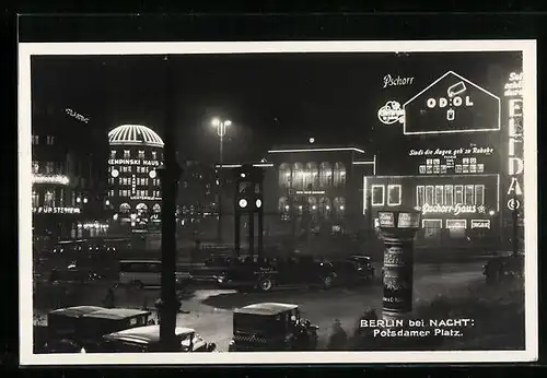 AK Berlin-Tiergarten, Der Potsdamer Platz bei Nacht