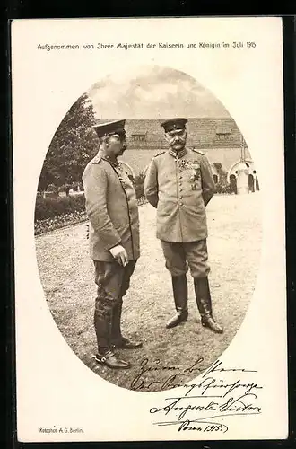 AK Kaiser Wilhelm II., Aufgenommen von der Kaiserin und Königin im Juli 1915, Paul von Hindenburg