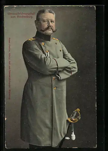 AK Generalfeldmarschall Paul von Hindenburg in Uniform mit Säbel