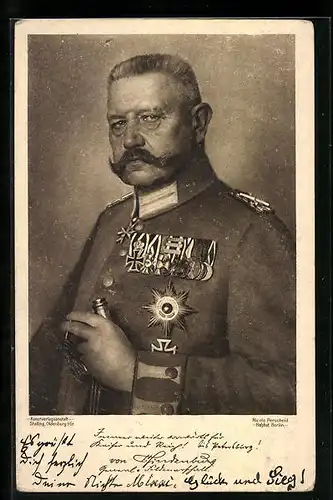 AK Paul von Hindenburg in Uniform mit Orden