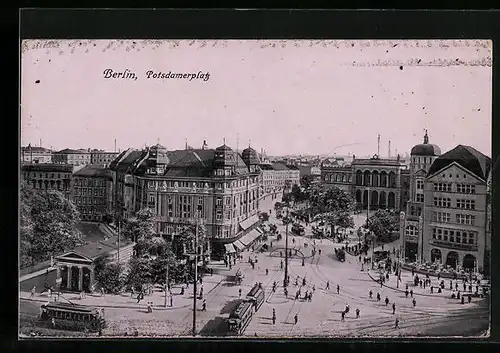 AK Berlin, Strassenbahn auf dem Potsdamer Platz