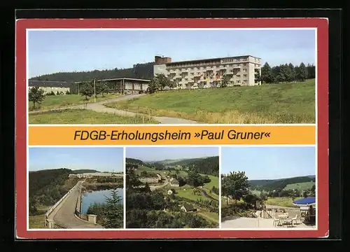 AK Cämmerswalde, FDGB-Erholungsheim Paul Gruner, Talsperre Rauschenbach, Blick von der Sperrmauer