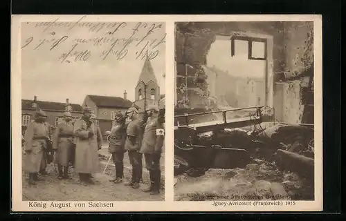 AK König August von Sachsen, Wirkung einer franz. Granate im Bahnhof Igney-Avricourt