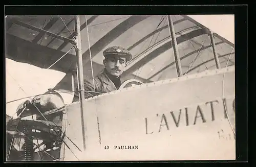 AK Pilot Paulhan in seinem Flugzeug