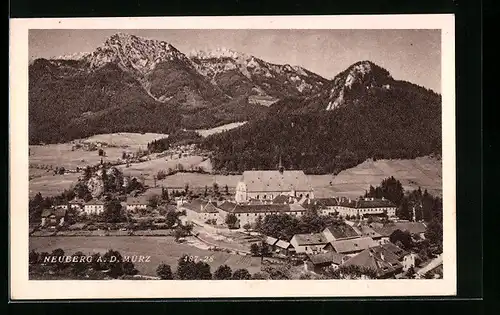 AK Neuberg a. d. Mürz, Ortspartie mit Bergen