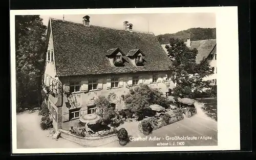 AK Grossholzleute i. Allgäu, Gasthof Adler aus der Vogelschau