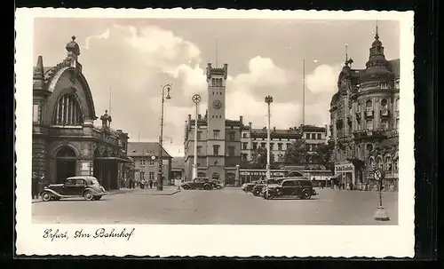 AK Erfurt, Bahnhof mit Vorplatz