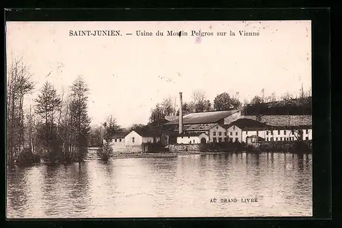 AK Saint-Junien, Usine du Moulin Pelgros sur la Vienne