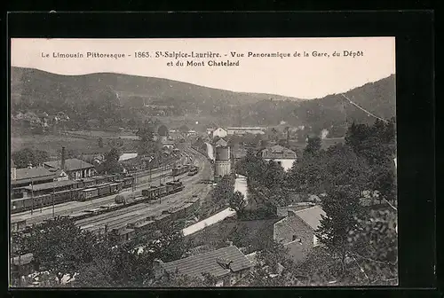 AK St-Sulpice-Laurière, Vue Panoramique de la Gare