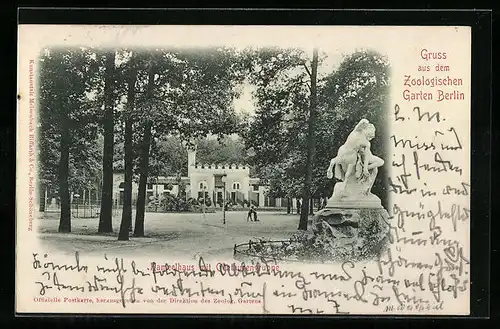 AK Berlin, Zoologischer Garten, Kamelhaus mit Centaurengruppe