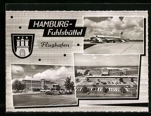 AK Hamburg-Fuhlsbüttel, Flughafen, Flugzeug der Lufthansa