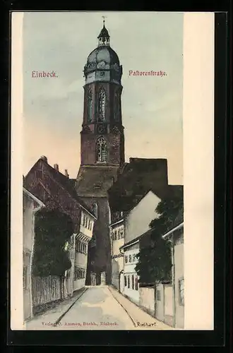 AK Einbeck, Pastorenstrasse mit Kirche