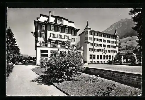 AK Lungern, Haus St. Josef mit Marienburg und Garten