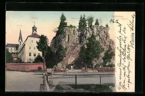 AK Rechenberg i. Erzgeb., Kirche, Schule und Ruine