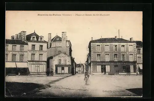 AK Neuville-de-Poitou, Place et Route de St-Maixent