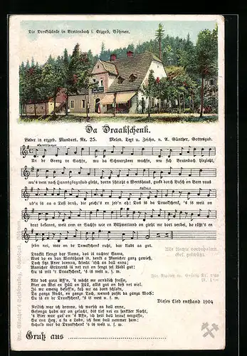 Lied-AK Anton Günther Nr. 25: Lieder in erzgeb. Mundart, Da Draakschenk, Gasthof