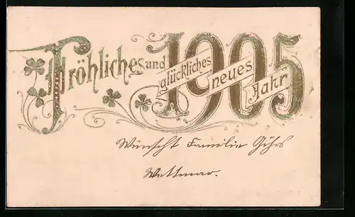 AK Fröhliches und glückliches neues Jahr 1905