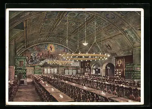 AK München, Hofbräuhaus, Blick in den Festsaal