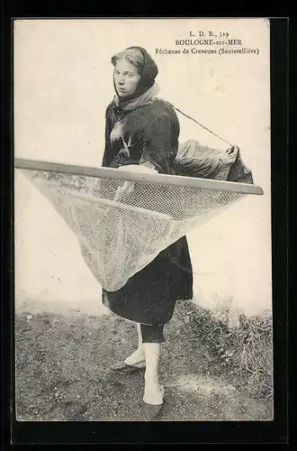 AK Boulogne-sur-Mer, Pêcheuse de Crevettes