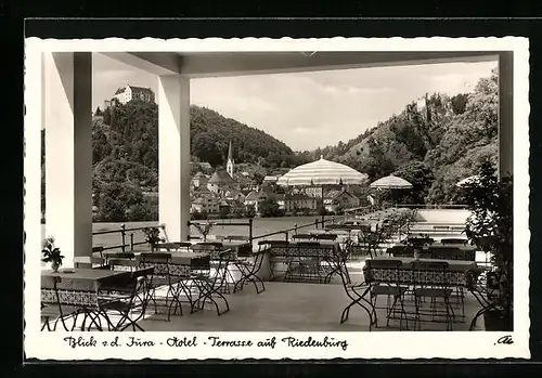 AK Riedenburg, Blick v. d. Jura-Hote-Terrasse auf die Ortschaft