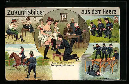 AK Zukunftsbilder aus dem Heere, Frauen als Soldaten, Szenenbilder