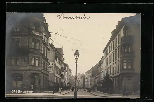 AK Basel, Partie in der Laufenstrasse, mit Restaurant Sparmann