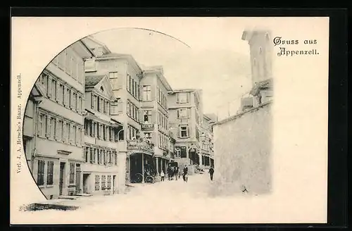 AK Appenzell, Strassenpartie mit Gasthaus zum Hecht