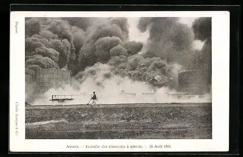 AK Anvers, Incendie des réservoirs à pétrole 1904