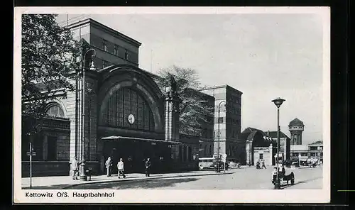 AK Kattowitz O/S., Blick auf Hauptbahnhof