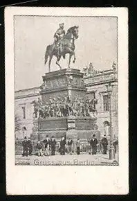 Mini-AK Berlin, Reiterstandbild Friedrich des Grossen, Unter den Linden