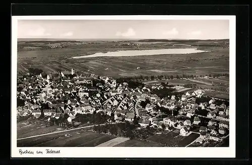 AK Buchau am Federsee, Ortsansicht mit Blick auf den See