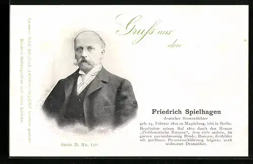 AK Friedrich Spielhagen, deutscher Romandichter