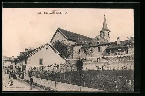 AK Les Marches, Teilansicht mit Kirche