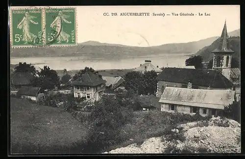 AK Aiguebelette, L`Eglise, Le Lac, Vue Generale