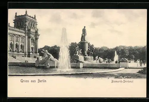 AK Berlin, Partie am Bismarck-Denkmal