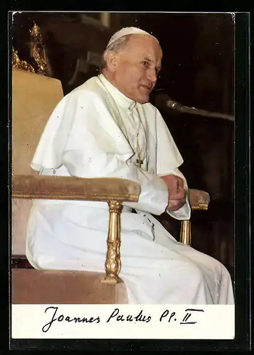 AK Papst Johannes Paul II. sitzt auf dem heiligen Stuhl