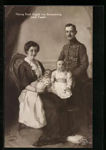 AK Ernst August Herzog von Braunschweig nebst Familie