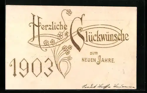 AK Jahreszahl 1903, Herzliche Glückwünsche