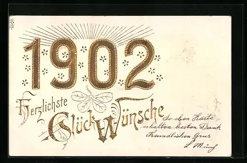 AK Jahreszahl 1902 mit Kleeblatt