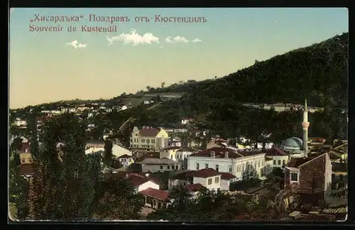 AK Kustendil, Blick zum Ort mit Moschee