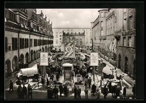 AK Leipzig, Jubiläumsmesse 1965, Hist. Messe um 1820 auf dem Naschmarkt