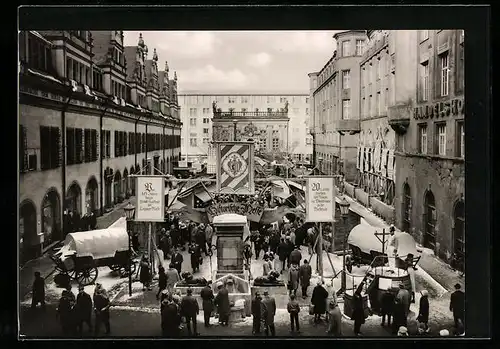 AK Leipzig, Jubiläumsmesse 1965, Hist. Messe um 1820 auf dem Naschmarkt