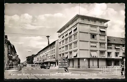 AK Kehl / Rhein, Landesgrenze Deutschland - Frankreich, Hauptstrasse