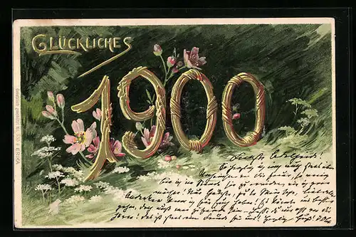 AK Jahreszahl 1900 mit Blumen