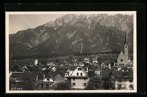 AK Schaan, Ortsansicht mit Kirche