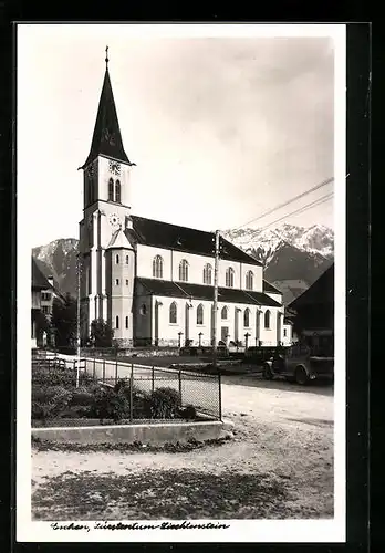 AK Eschen, Ortspartie mit Kirche