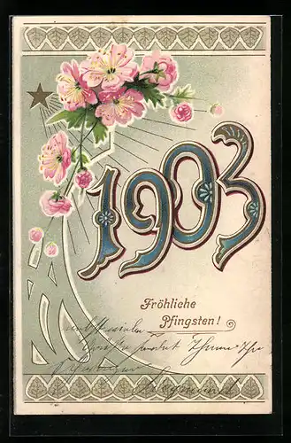 AK Jahreszahl 1903 mit Blüten