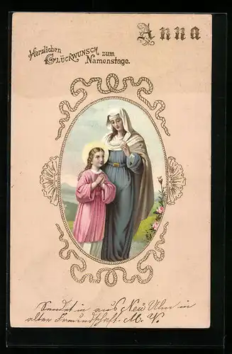 AK Heilige Madonna, Namenstag Anna