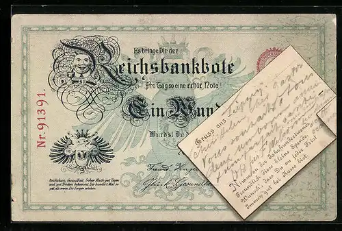 AK Es bringe Dir der Reichsbankbote...., Geld