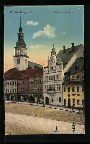 AK Frankenberg i. Sa., Rathaus und Kirche